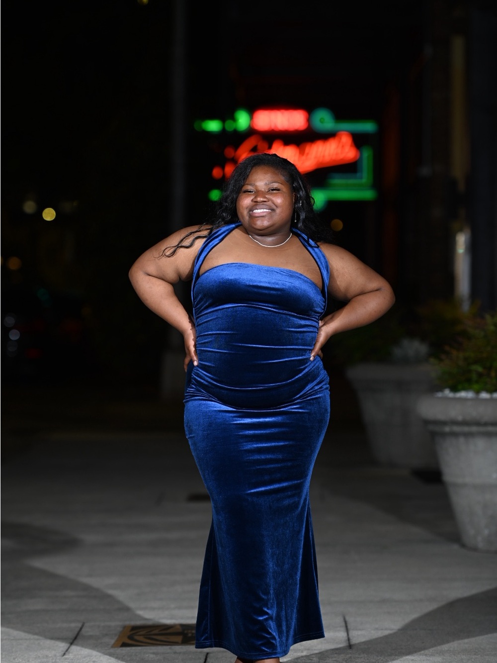 Velvet Halter Maxi Dress - Deep Blue